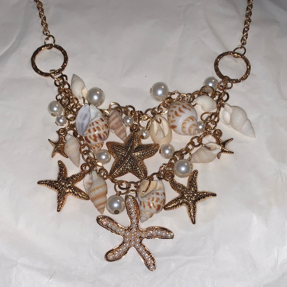 Ocean-Inspired Gold and Cream Necklace